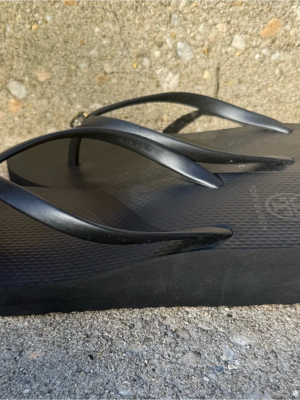 Tory Burch size 9M black wedge flip flops